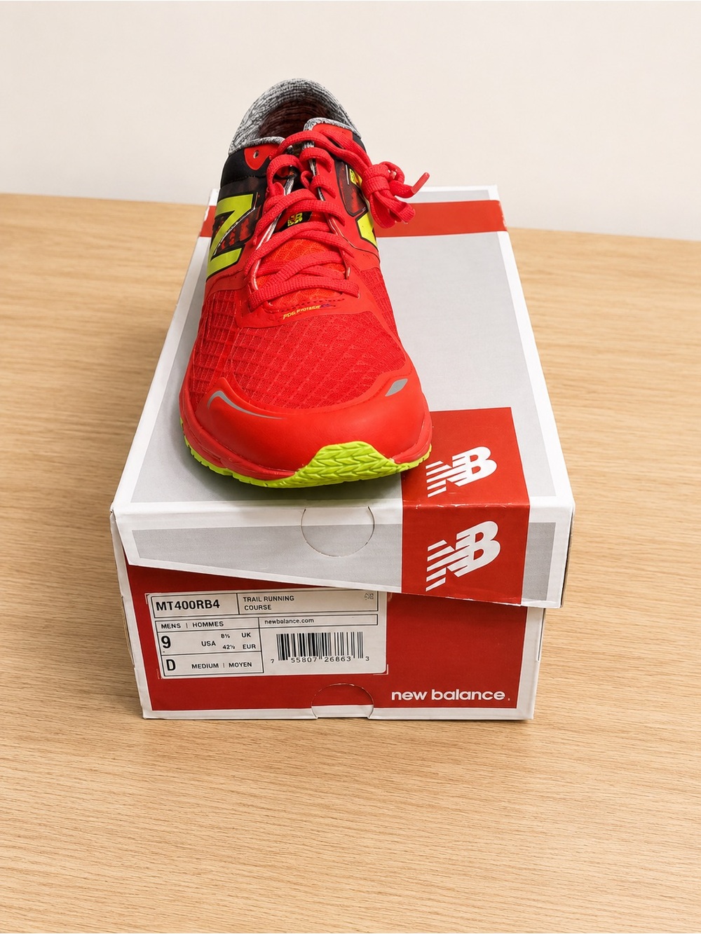 New Balance  1400 V4 Red Running Shoe with Neon Green Accents